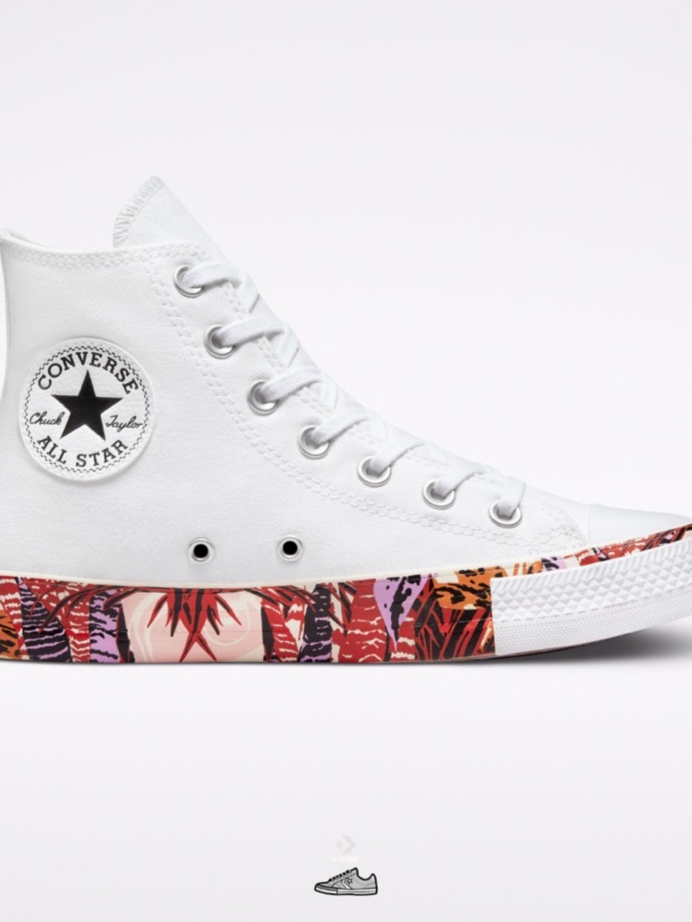NWOT Converse White High-Top Sneakers with Tropical Sole Detail